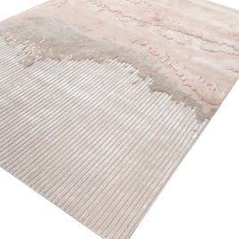 Carpet For Living room 6X9 Feet Ivory Wool & Viscose Rectangle Abstract Rug