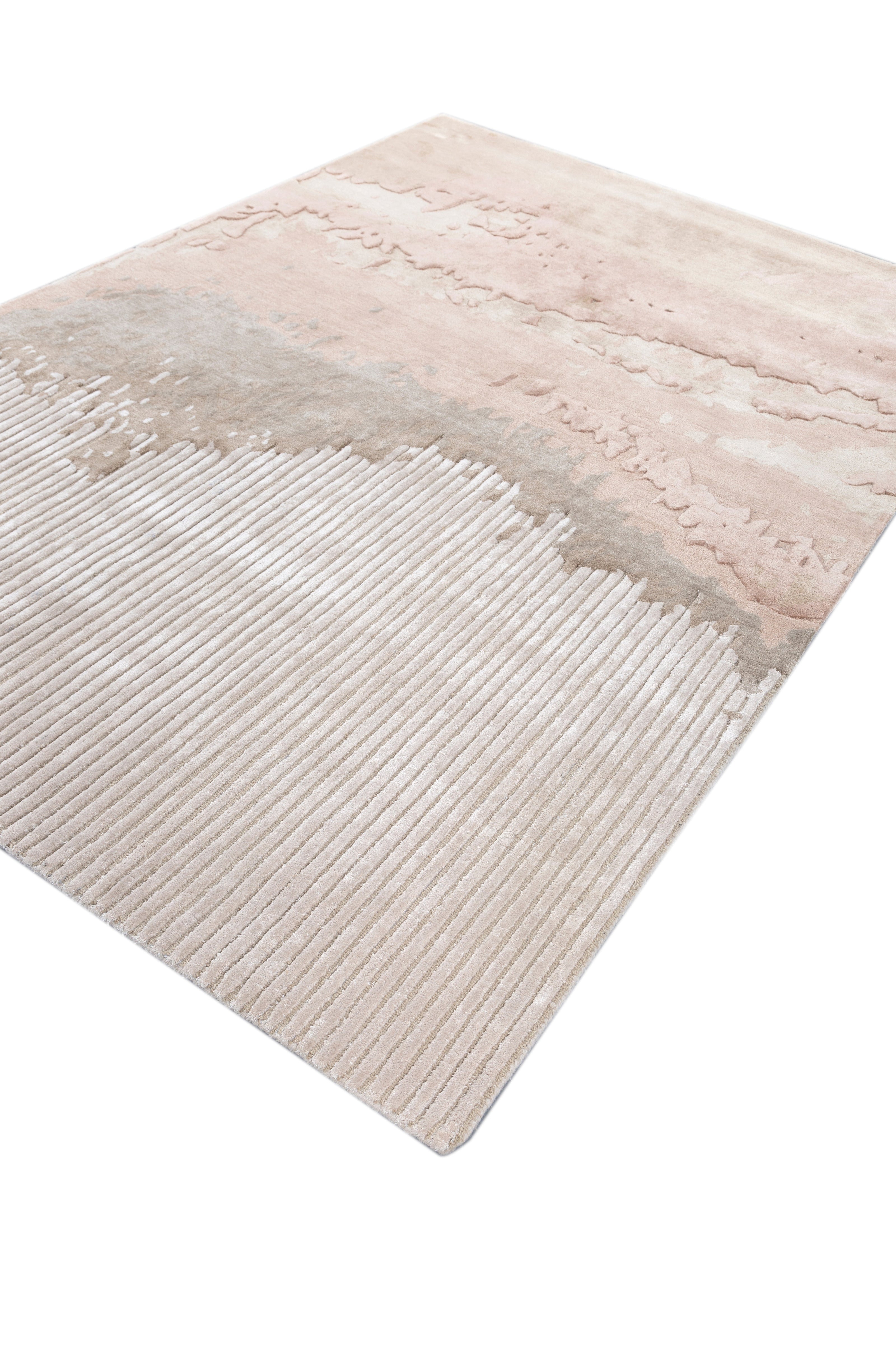 Carpet For Living room 6X9 Feet Ivory Wool & Viscose Rectangle Abstract Rug