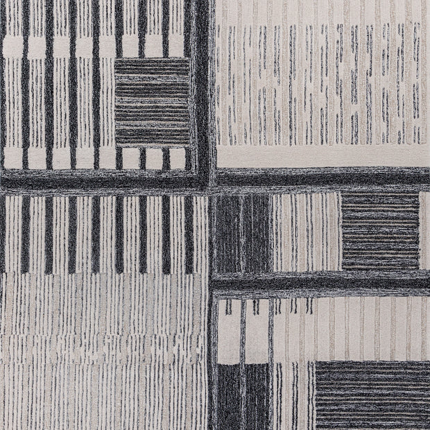 Carpet For Living room 6X9 Feet Ivory Wool Rectangle Geometric And Stripes Rug