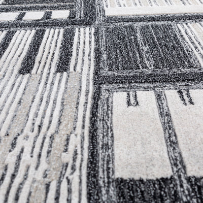 Carpet For Living room 6X9 Feet Ivory Wool Rectangle Geometric And Stripes Rug