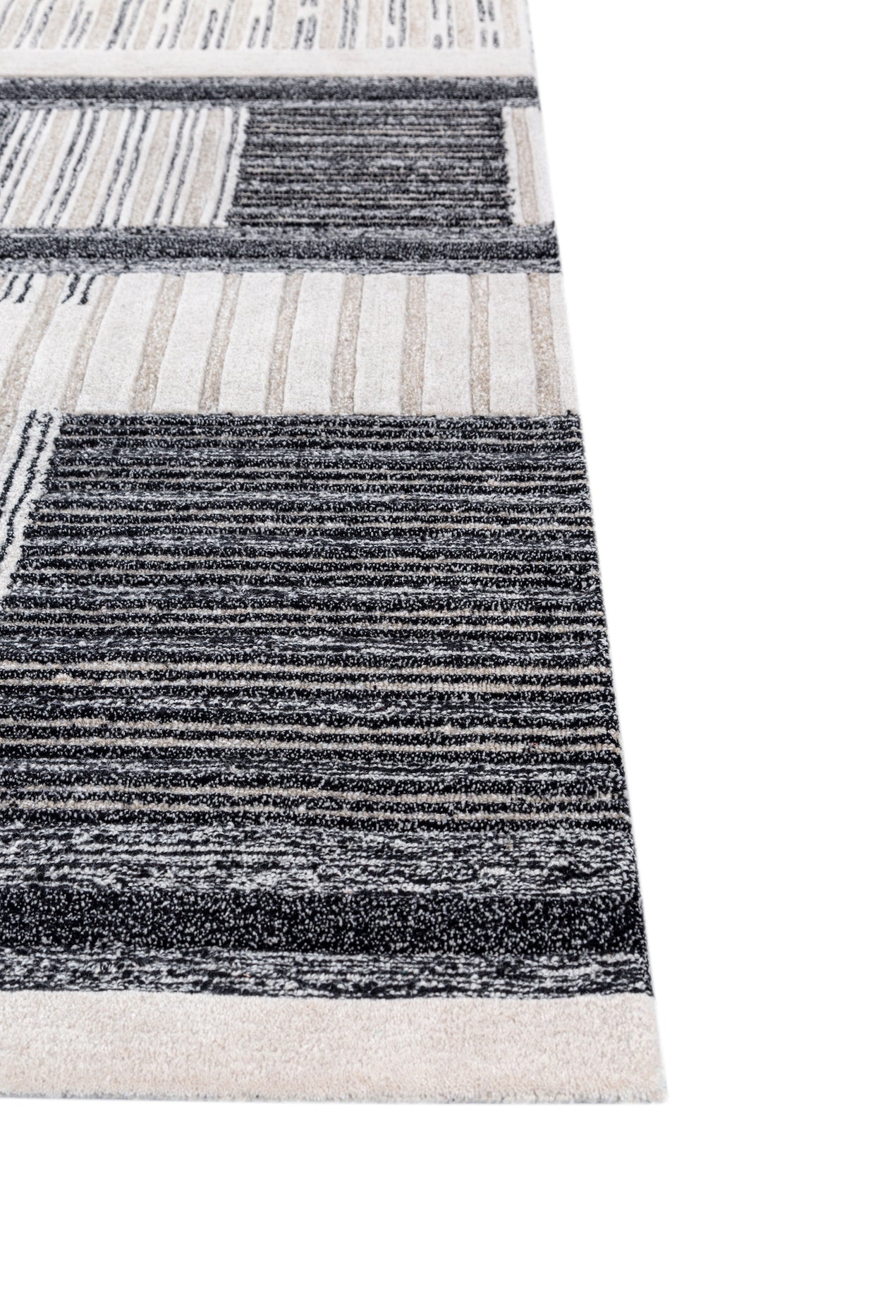 Carpet For Living room 6X9 Feet Ivory Wool Rectangle Geometric And Stripes Rug