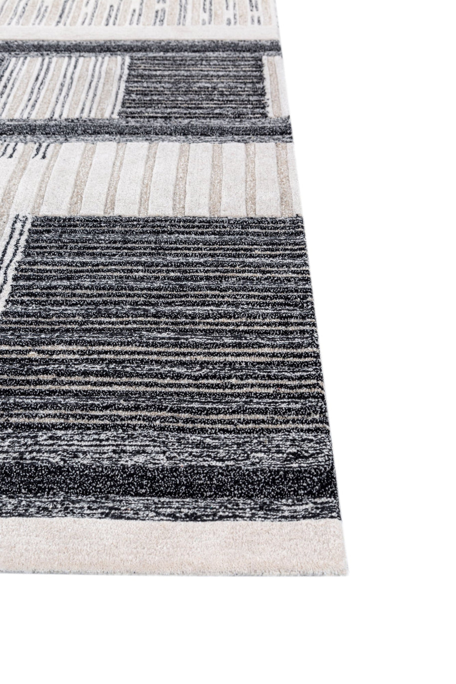 Carpet For Living room 6X9 Feet Ivory Wool Rectangle Geometric And Stripes Rug