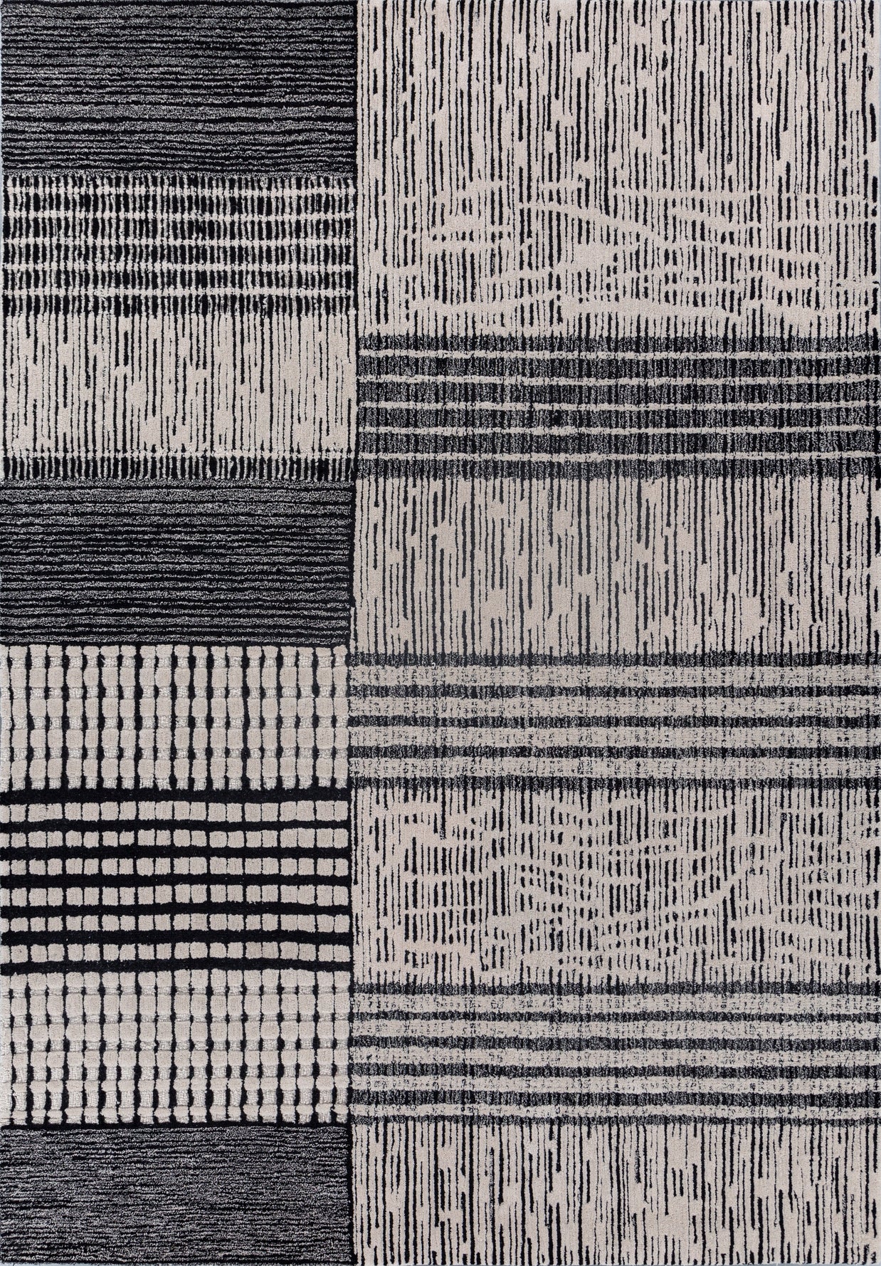 Carpet For Living room 6X9 Feet Ivory Wool Rectangle Geometric And Stripes Rug