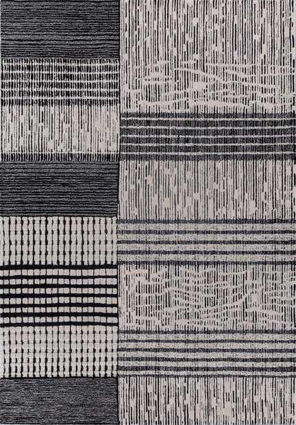 Carpet For Living room 6X9 Feet Ivory Wool Rectangle Geometric And Stripes Rug