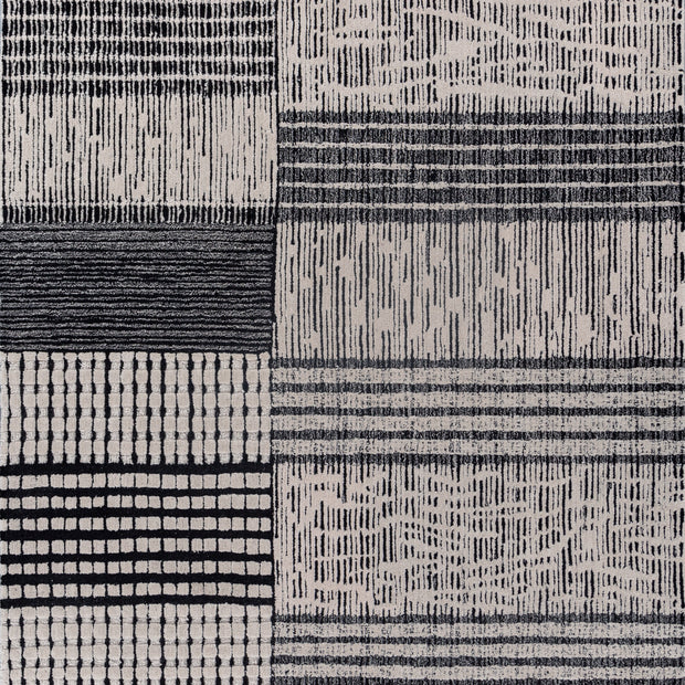 Carpet For Living room 6X9 Feet Ivory Wool Rectangle Geometric And Stripes Rug