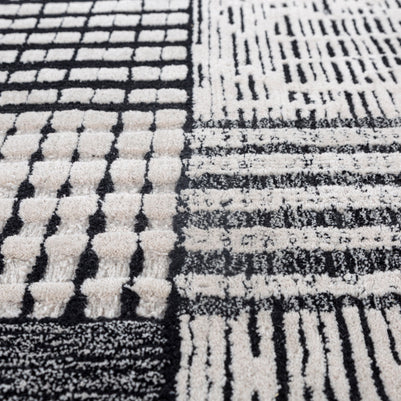 Carpet For Living room 6X9 Feet Ivory Wool Rectangle Geometric And Stripes Rug