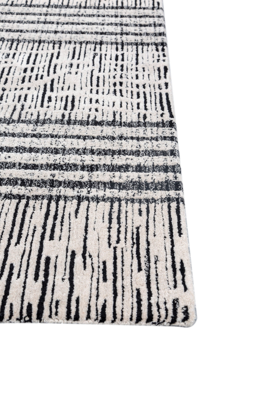 Carpet For Living room 6X9 Feet Ivory Wool Rectangle Geometric And Stripes Rug - I MEAN DESIGN