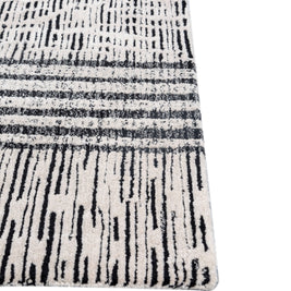 Carpet For Living room 6X9 Feet Ivory Wool Rectangle Geometric And Stripes Rug