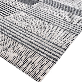 Carpet For Living room 6X9 Feet Ivory Wool Rectangle Geometric And Stripes Rug