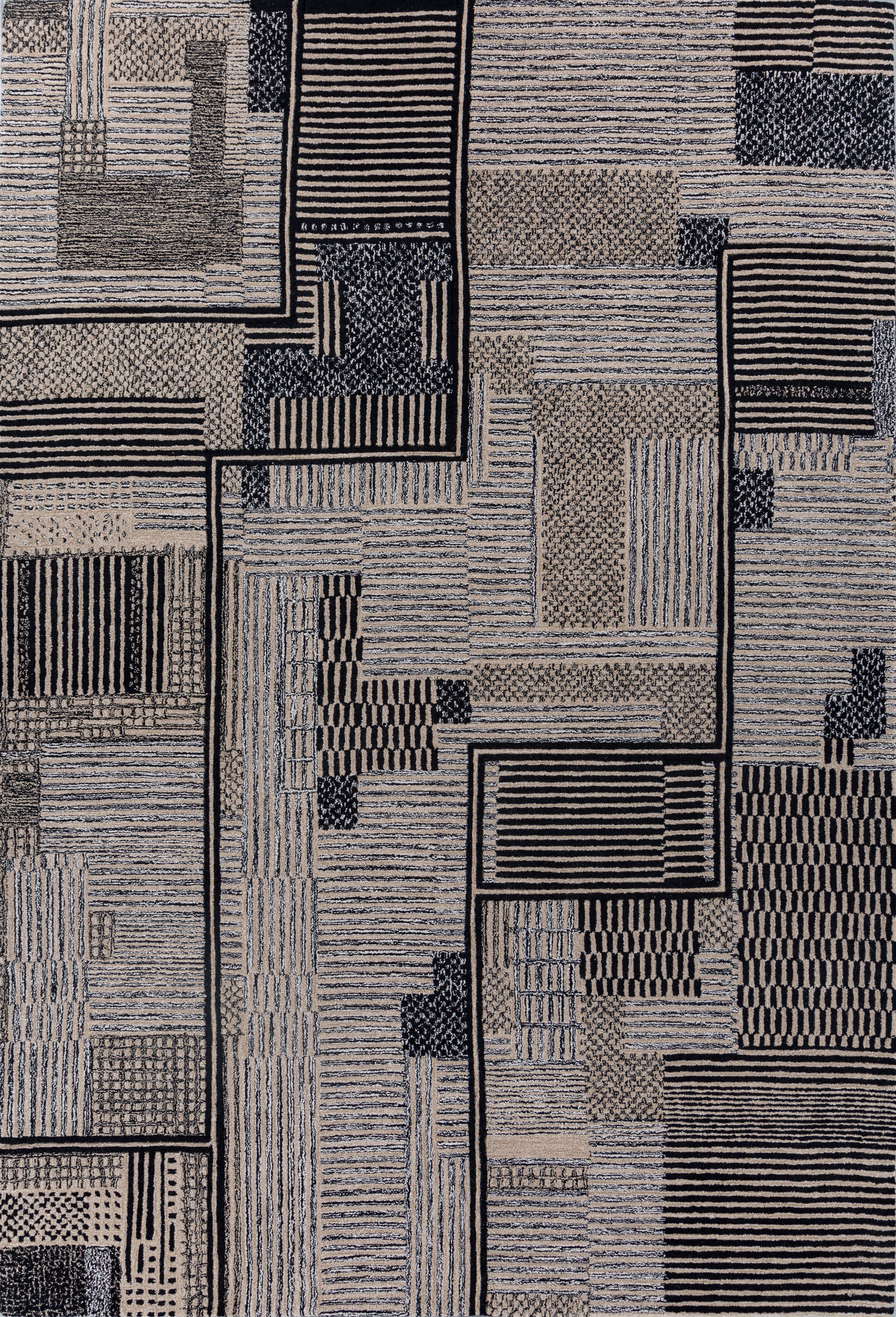 Carpet For Living room 6X9 Feet Ivory Wool Rectangle Geometric And Stripes Rug