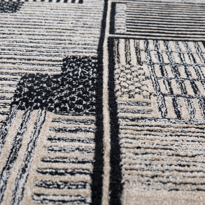 Carpet For Living room 6X9 Feet Ivory Wool Rectangle Geometric And Stripes Rug