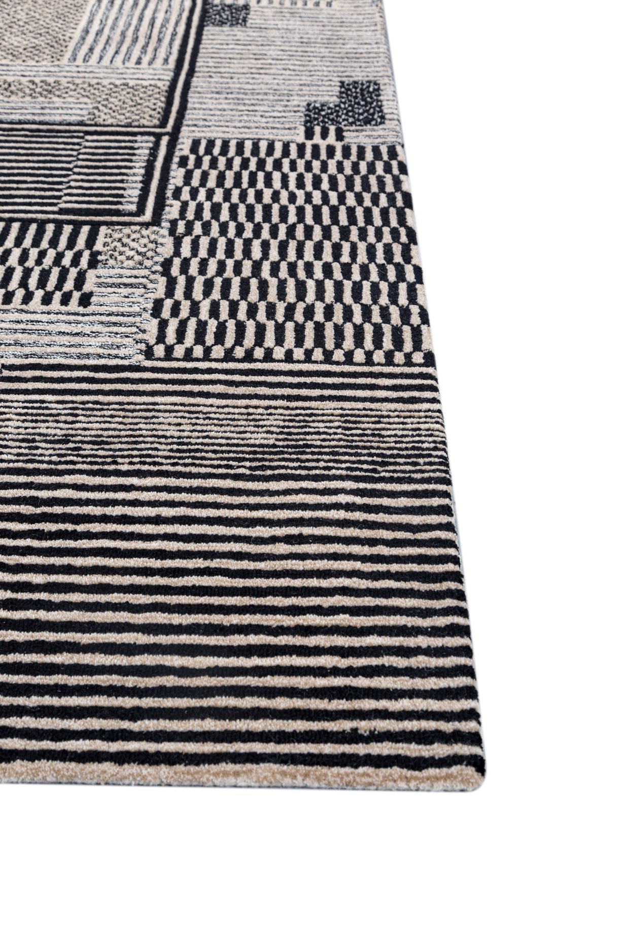 Carpet For Living room 6X9 Feet Ivory Wool Rectangle Geometric And Stripes Rug