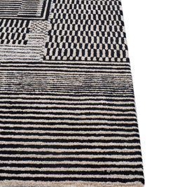 Carpet For Living room 6X9 Feet Ivory Wool Rectangle Geometric And Stripes Rug