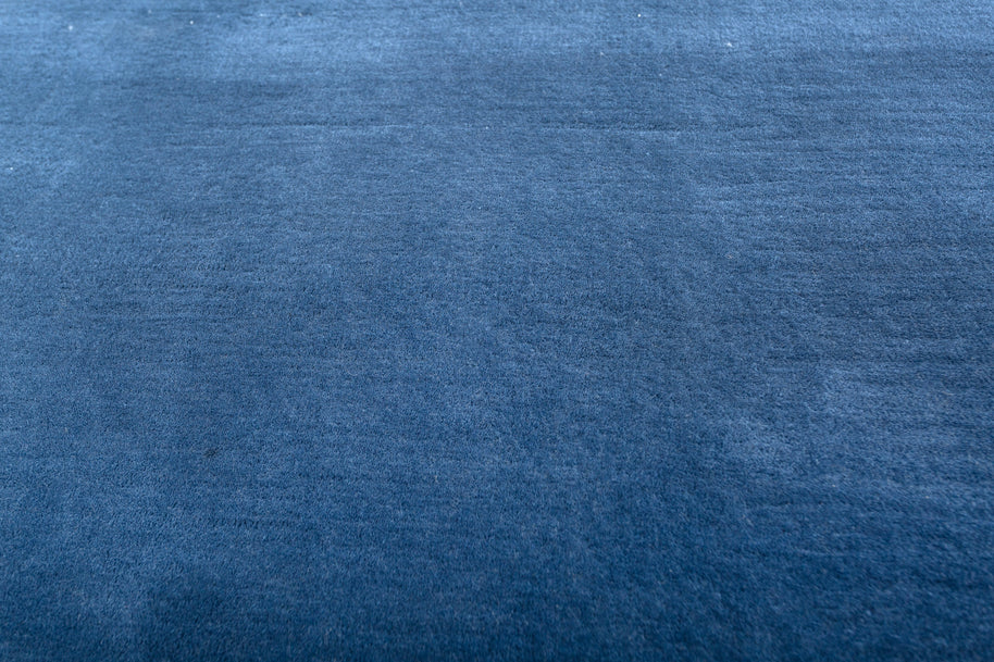 Carpet For Living room 5X8 Feet Blue Wool Rectangle Solid Rug - I MEAN DESIGN