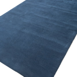 Carpet For Living room 5X8 Feet Blue Wool Rectangle Solid Rug