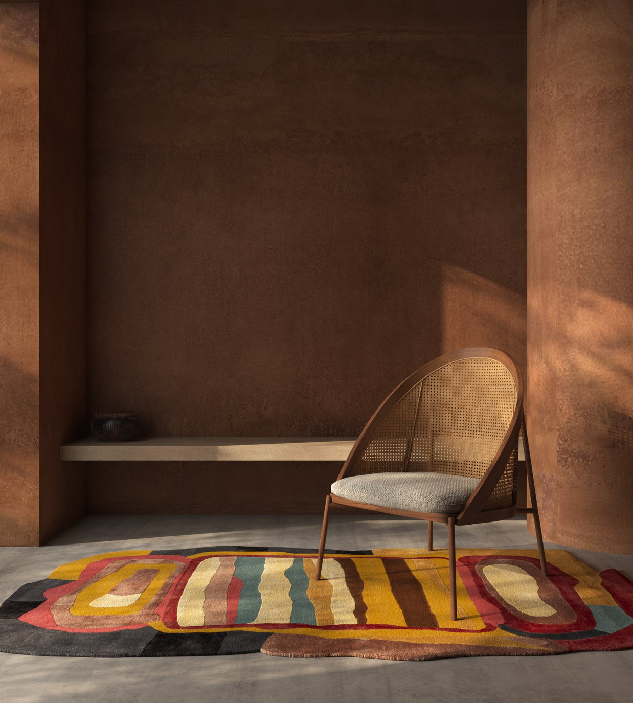 Carpet For Living room 5x9 Feet Gold Wool and Viscose Irregular Abstract Rug