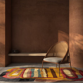 Carpet For Living room 5x9 Feet Gold Wool and Viscose Irregular Abstract Rug