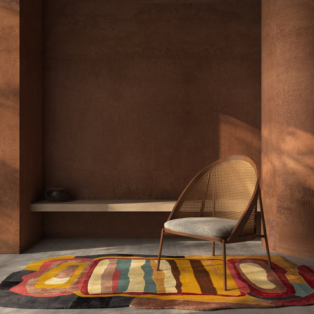 Carpet For Living room 5x9 Feet Gold Wool and Viscose Irregular Abstract Rug