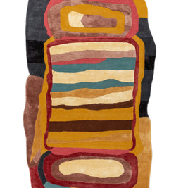 Carpet For Living room 5x9 Feet Gold Wool and Viscose Irregular Abstract Rug