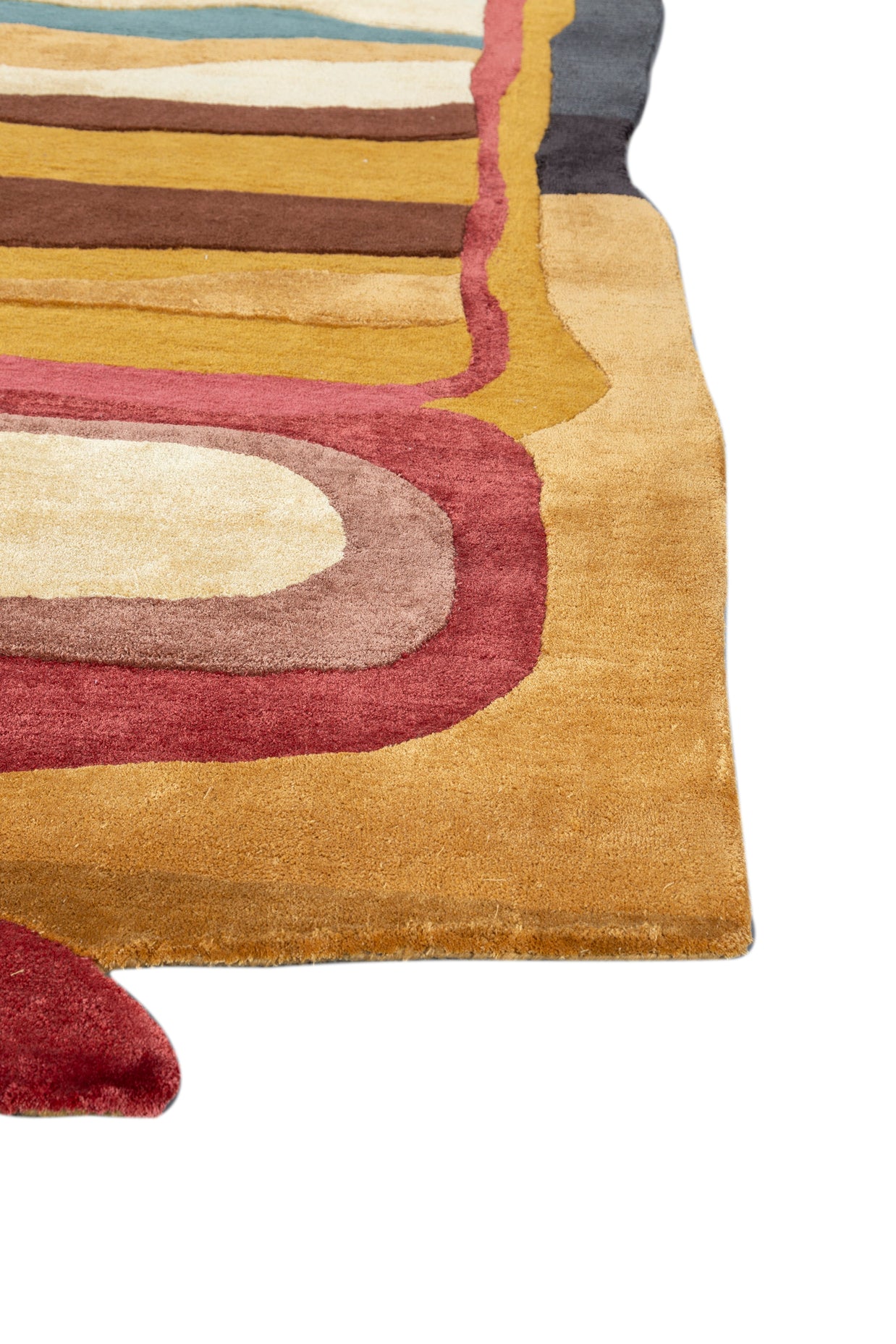 Carpet For Living room 5x9 Feet Gold Wool and Viscose Irregular Abstract Rug
