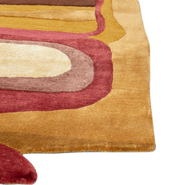 Carpet For Living room 5x9 Feet Gold Wool and Viscose Irregular Abstract Rug