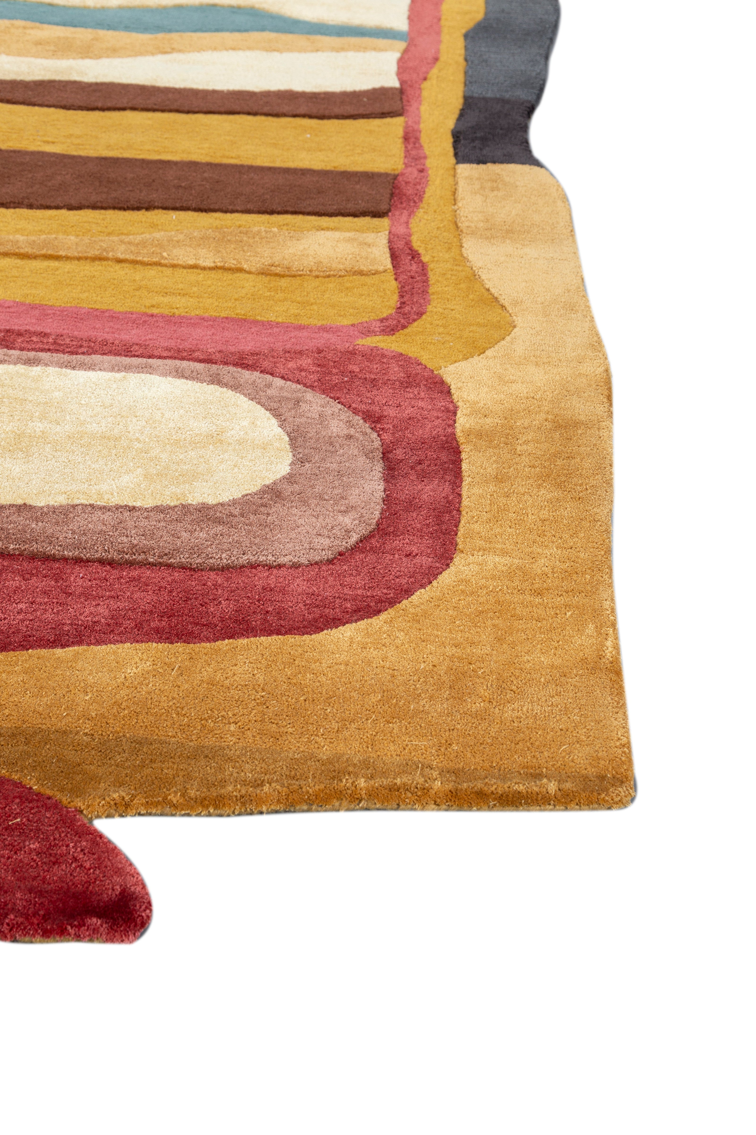 Carpet For Living room 5x9 Feet Gold Wool and Viscose Irregular Abstract Rug