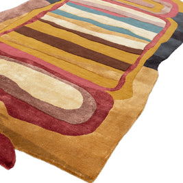 Carpet For Living room 5x9 Feet Gold Wool and Viscose Irregular Abstract Rug