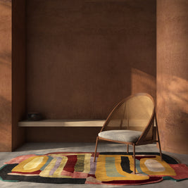 Carpet For Living room 5x9 Feet Gold Wool and Viscose Irregular Abstract Rug