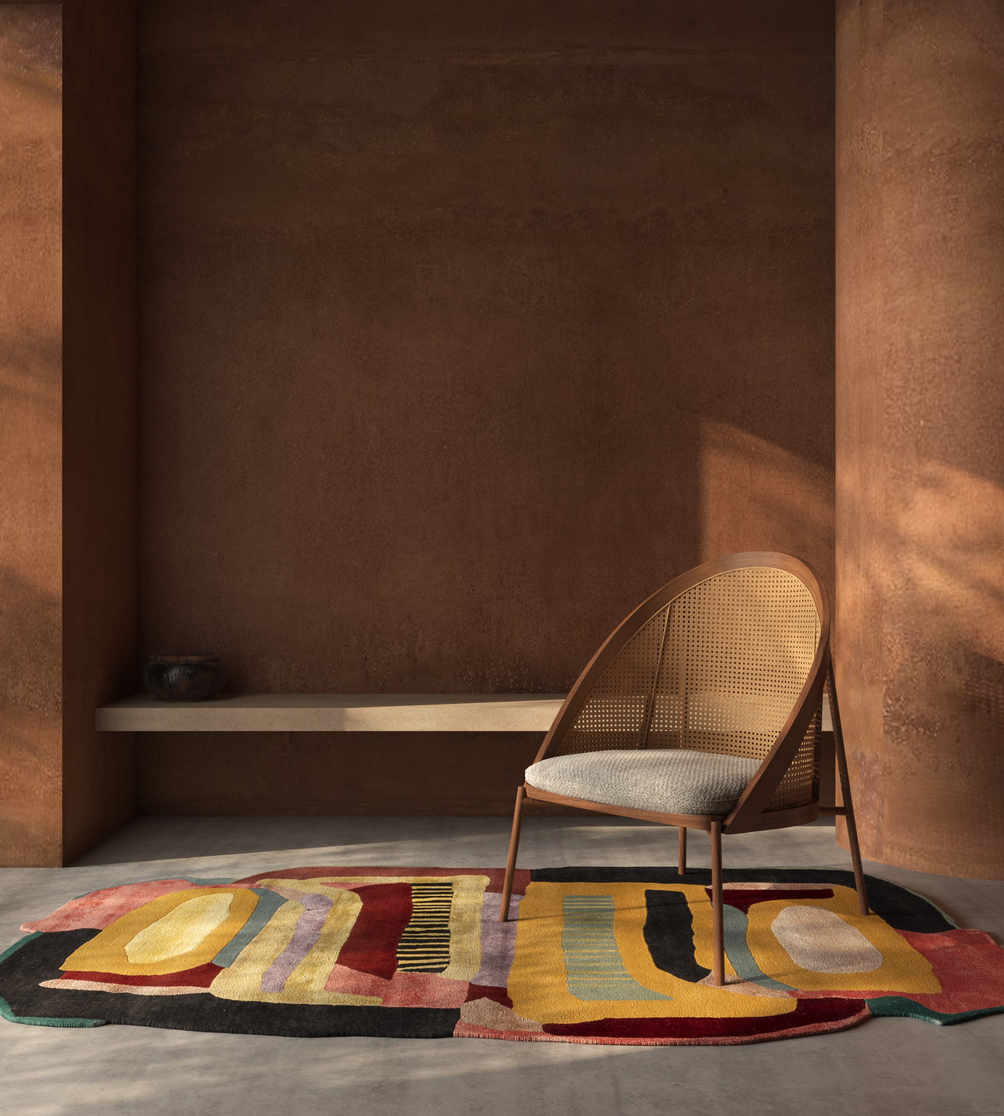 Carpet For Living room 5x9 Feet Gold Wool and Viscose Irregular Abstract Rug