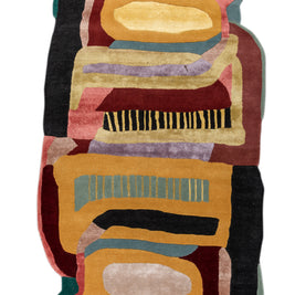 Carpet For Living room 5x9 Feet Gold Wool and Viscose Irregular Abstract Rug