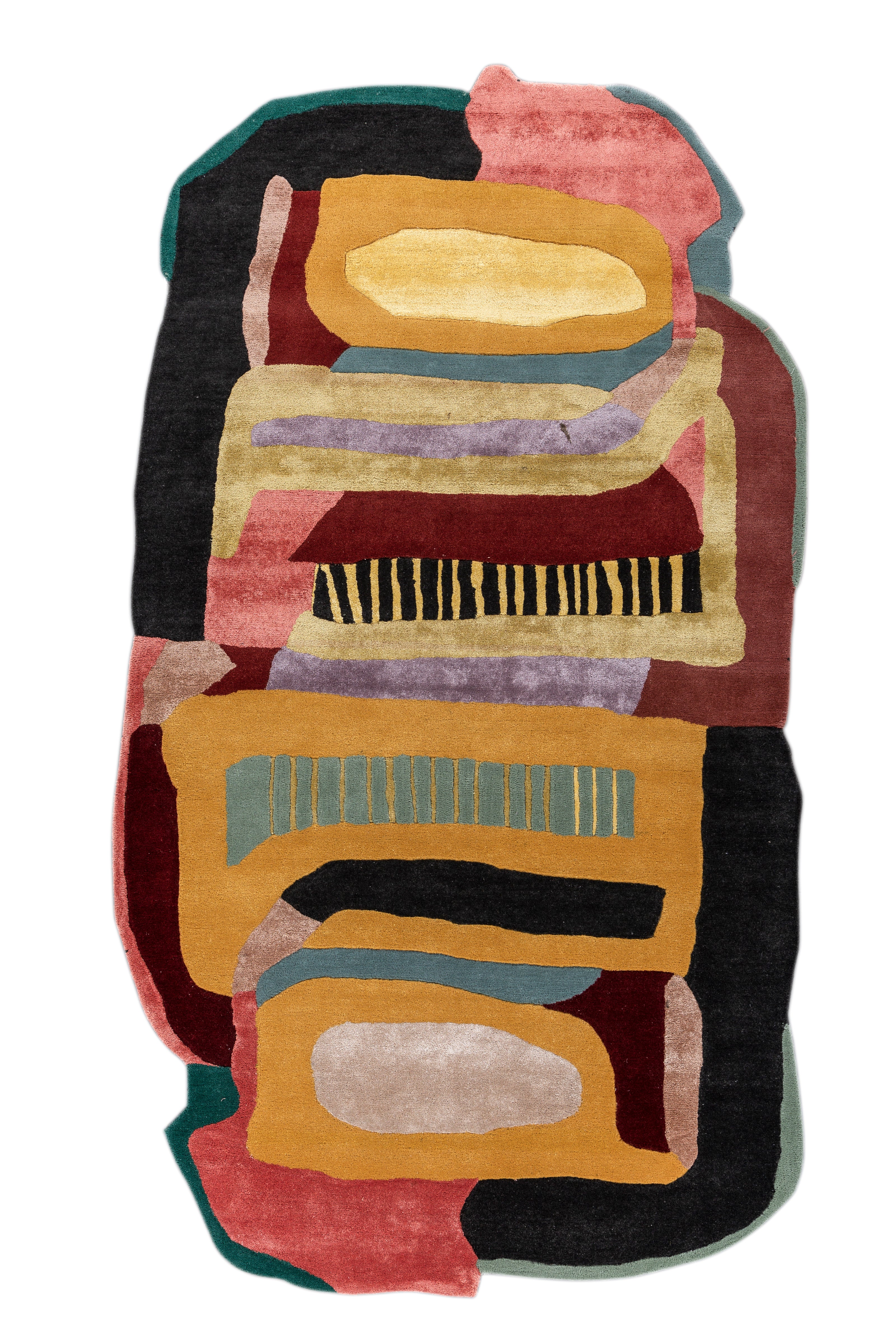 Carpet For Living room 5x9 Feet Gold Wool and Viscose Irregular Abstract Rug