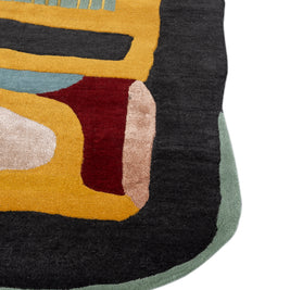 Carpet For Living room 5x9 Feet Gold Wool and Viscose Irregular Abstract Rug