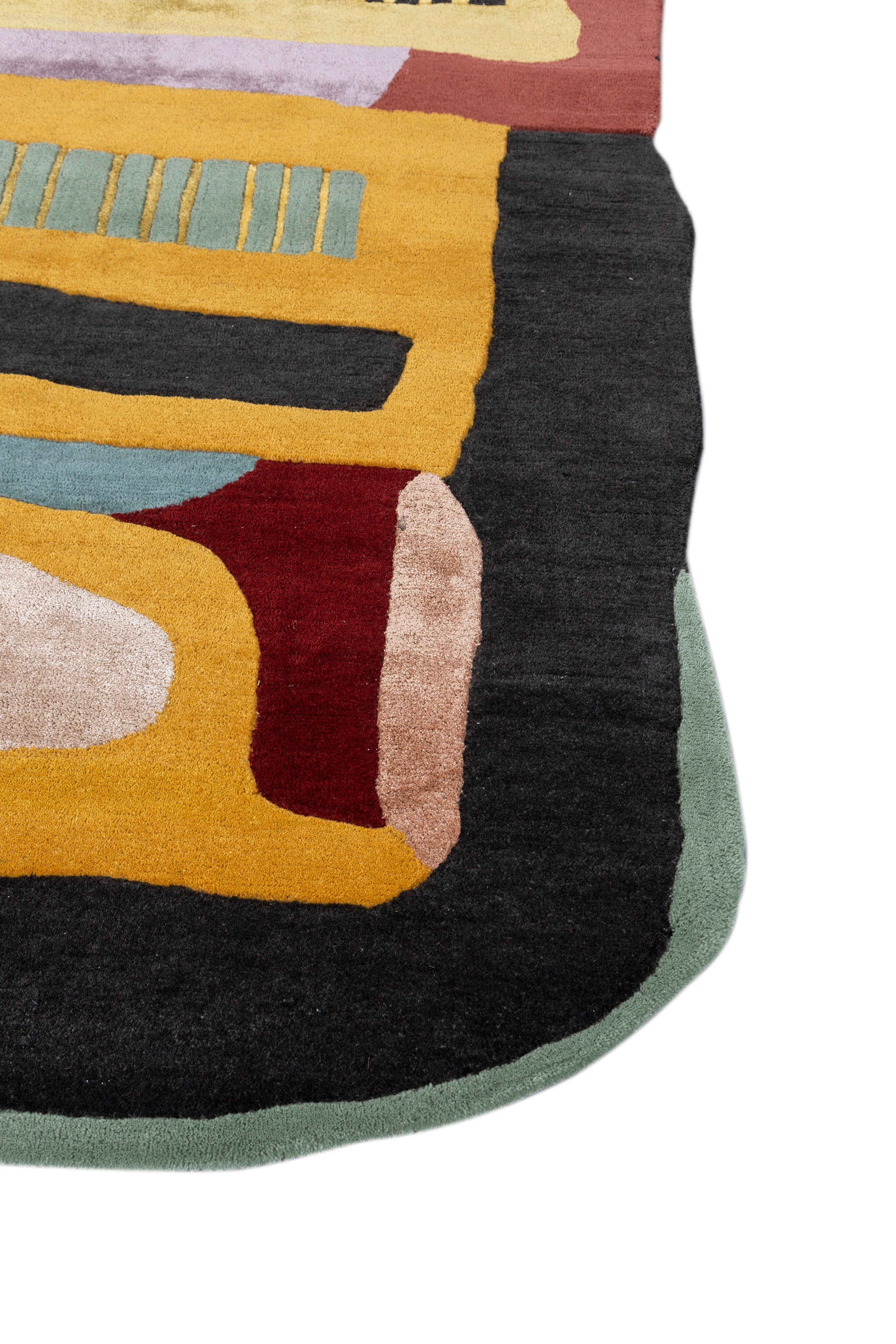 Carpet For Living room 5x9 Feet Gold Wool and Viscose Irregular Abstract Rug