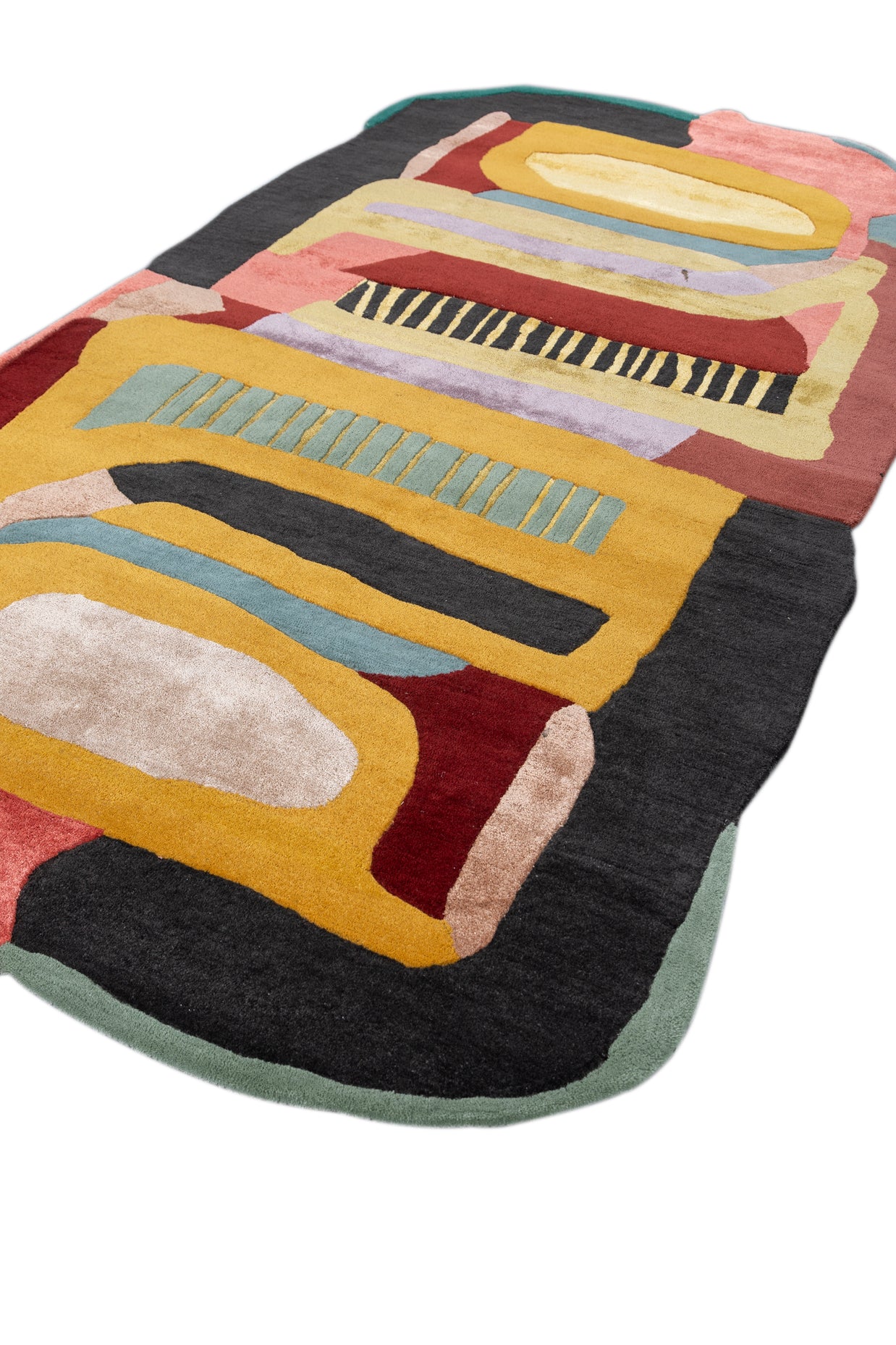 Carpet For Living room 5x9 Feet Gold Wool and Viscose Irregular Abstract Rug