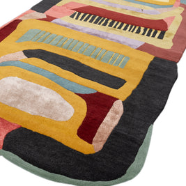 Carpet For Living room 5x9 Feet Gold Wool and Viscose Irregular Abstract Rug