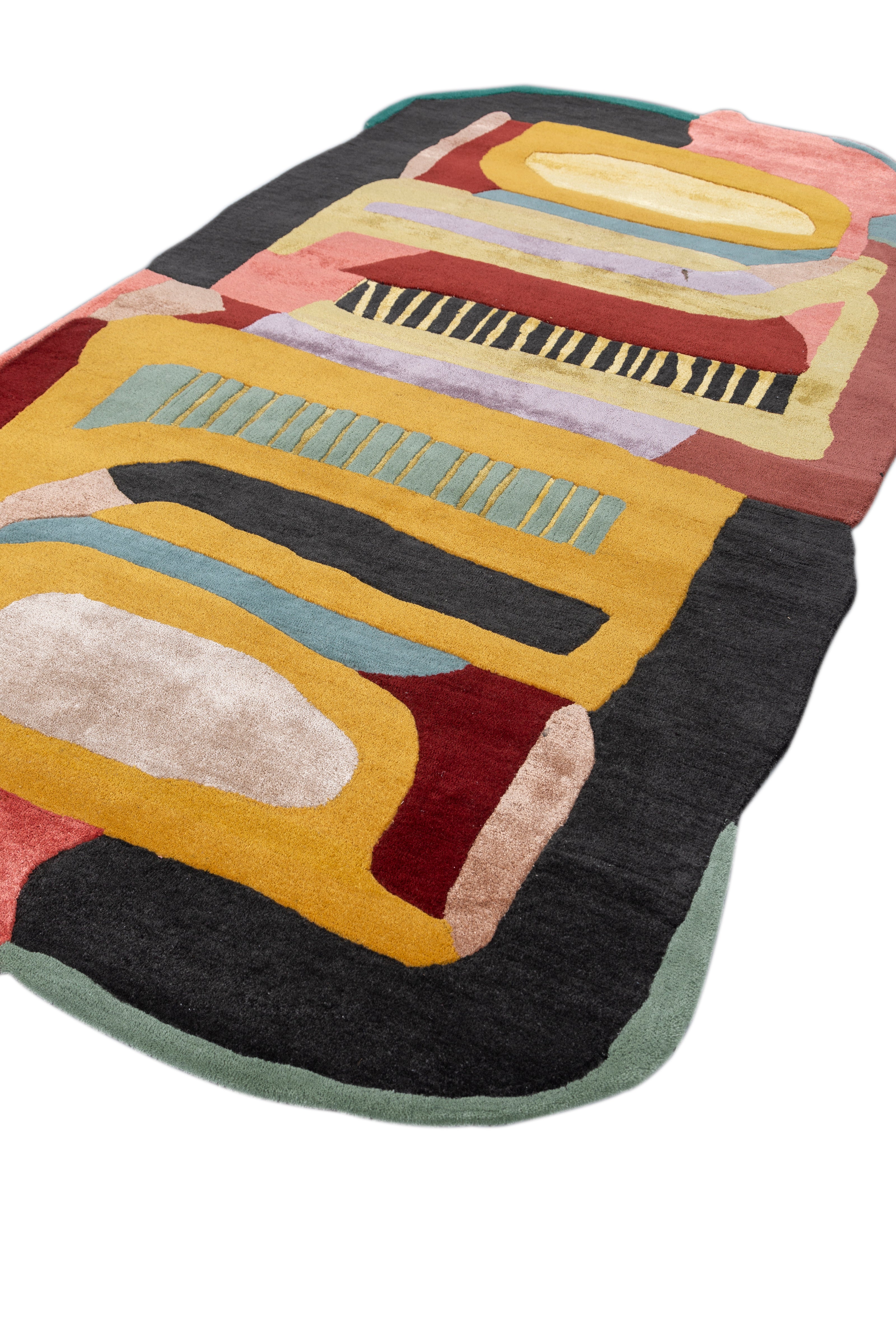 Carpet For Living room 5x9 Feet Gold Wool and Viscose Irregular Abstract Rug