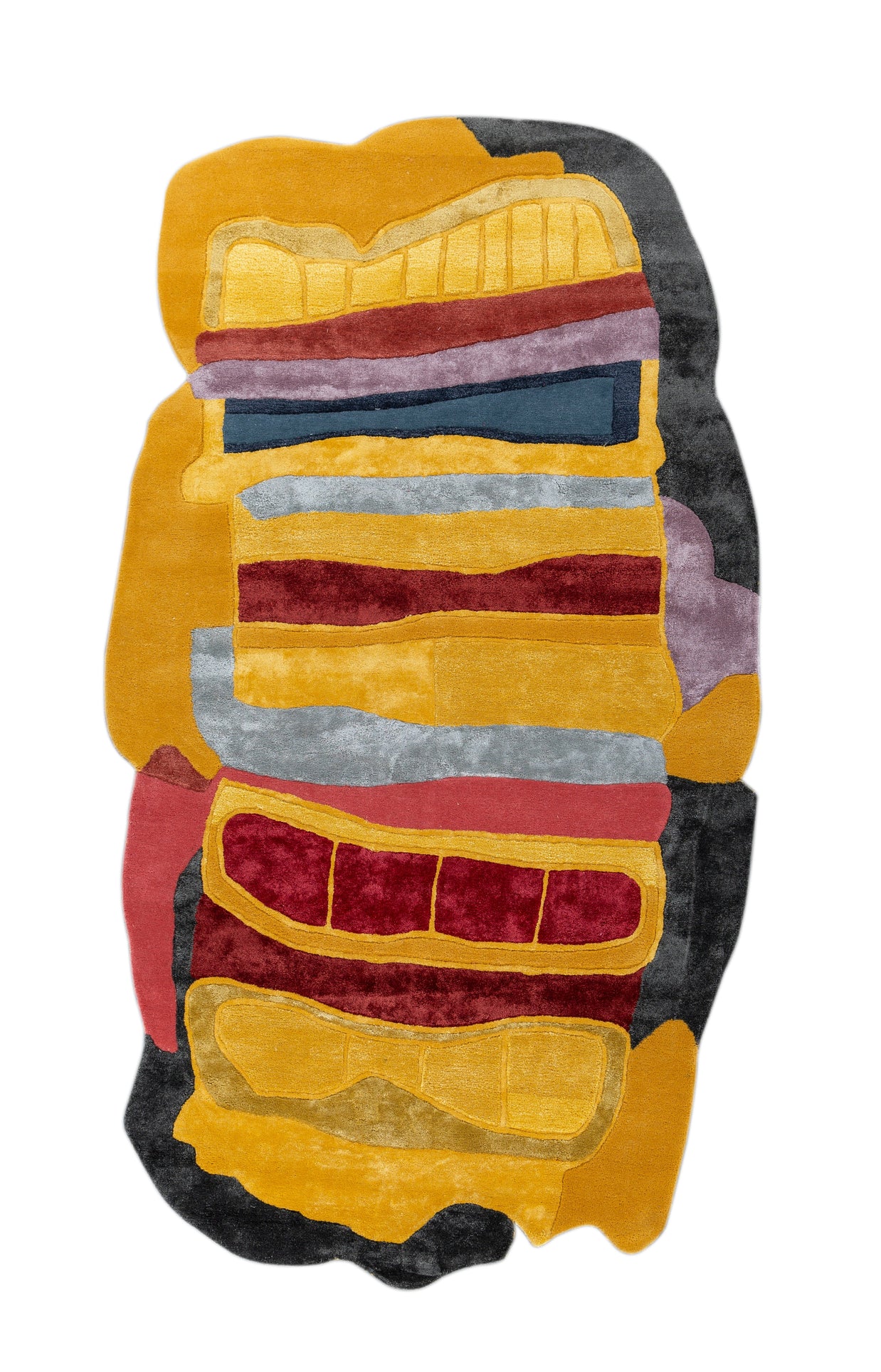 Carpet For Living room 5x9 Feet Gold Wool and Viscose Irregular Abstract Rug