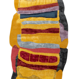 Carpet For Living room 5x9 Feet Gold Wool and Viscose Irregular Abstract Rug