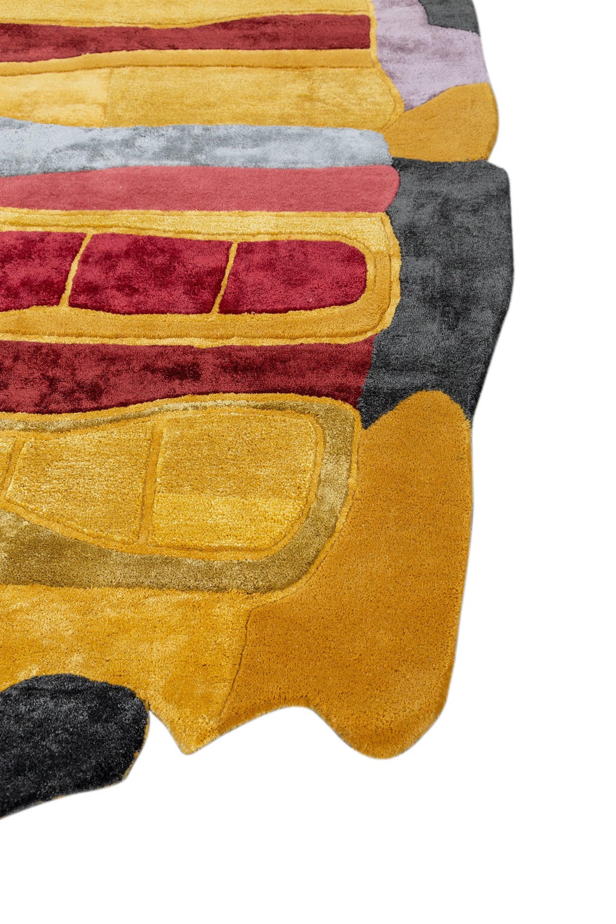 Carpet For Living room 5x9 Feet Gold Wool and Viscose Irregular Abstract Rug