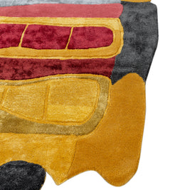 Carpet For Living room 5x9 Feet Gold Wool and Viscose Irregular Abstract Rug