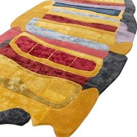 Carpet For Living room 5x9 Feet Gold Wool and Viscose Irregular Abstract Rug