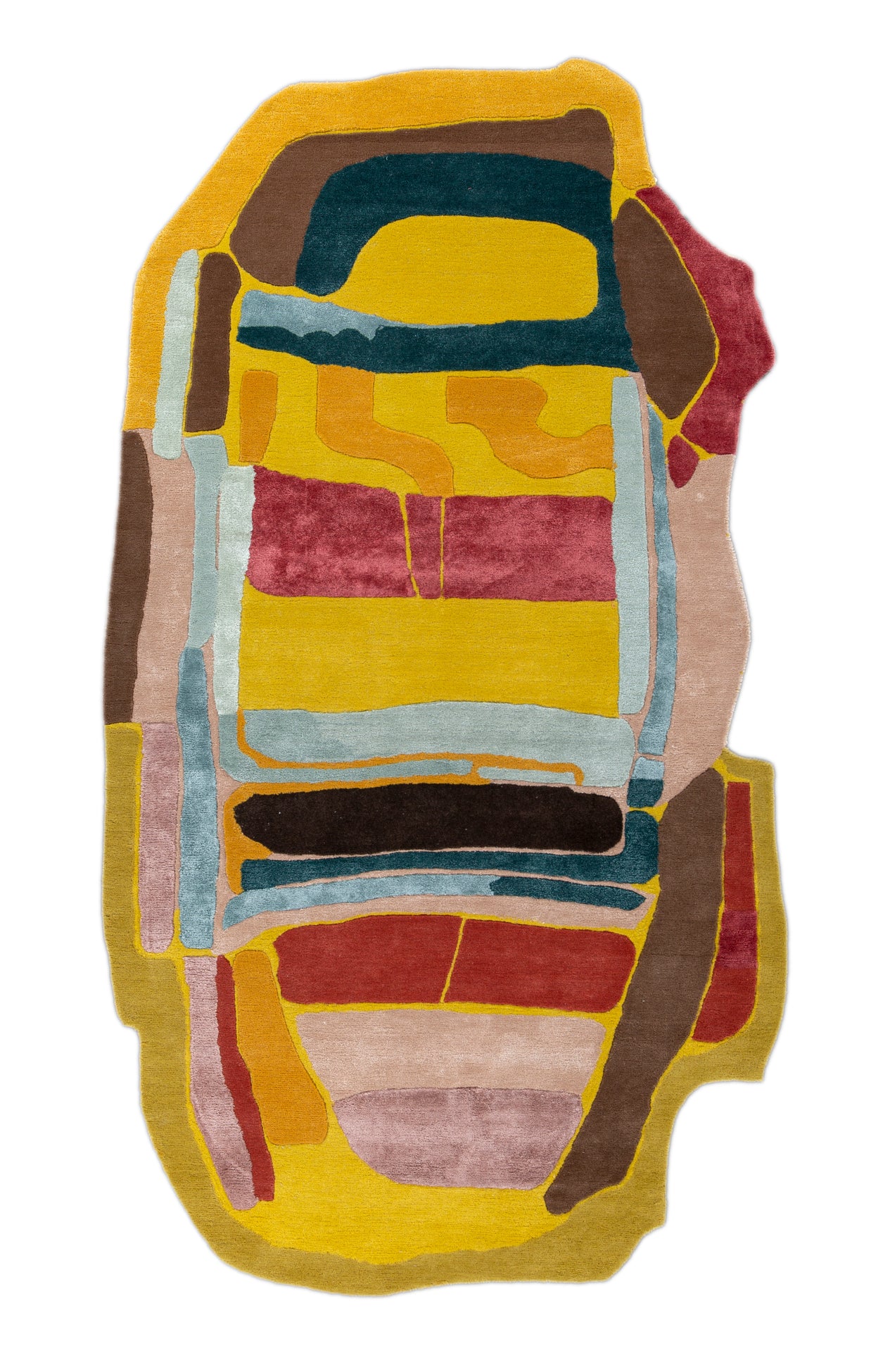 Carpet For Living room 5x9 Feet Gold Wool and Viscose Irregular Abstract Rug