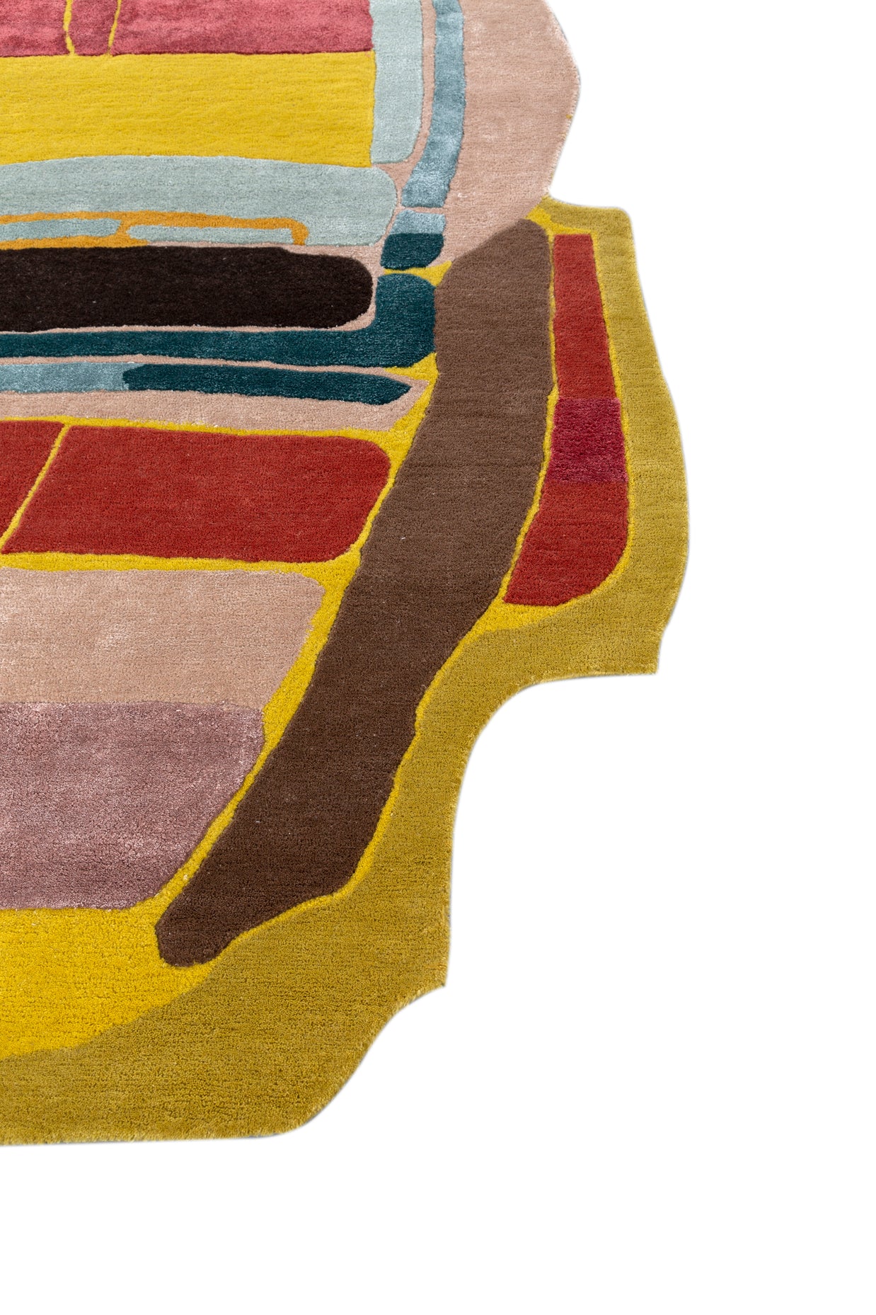 Carpet For Living room 5x9 Feet Gold Wool and Viscose Irregular Abstract Rug