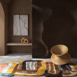 Carpet For Living room 5x9 Feet Gold Wool and Viscose Irregular Abstract Rug