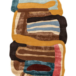 Carpet For Living room 5x9 Feet Gold Wool and Viscose Irregular Abstract Rug