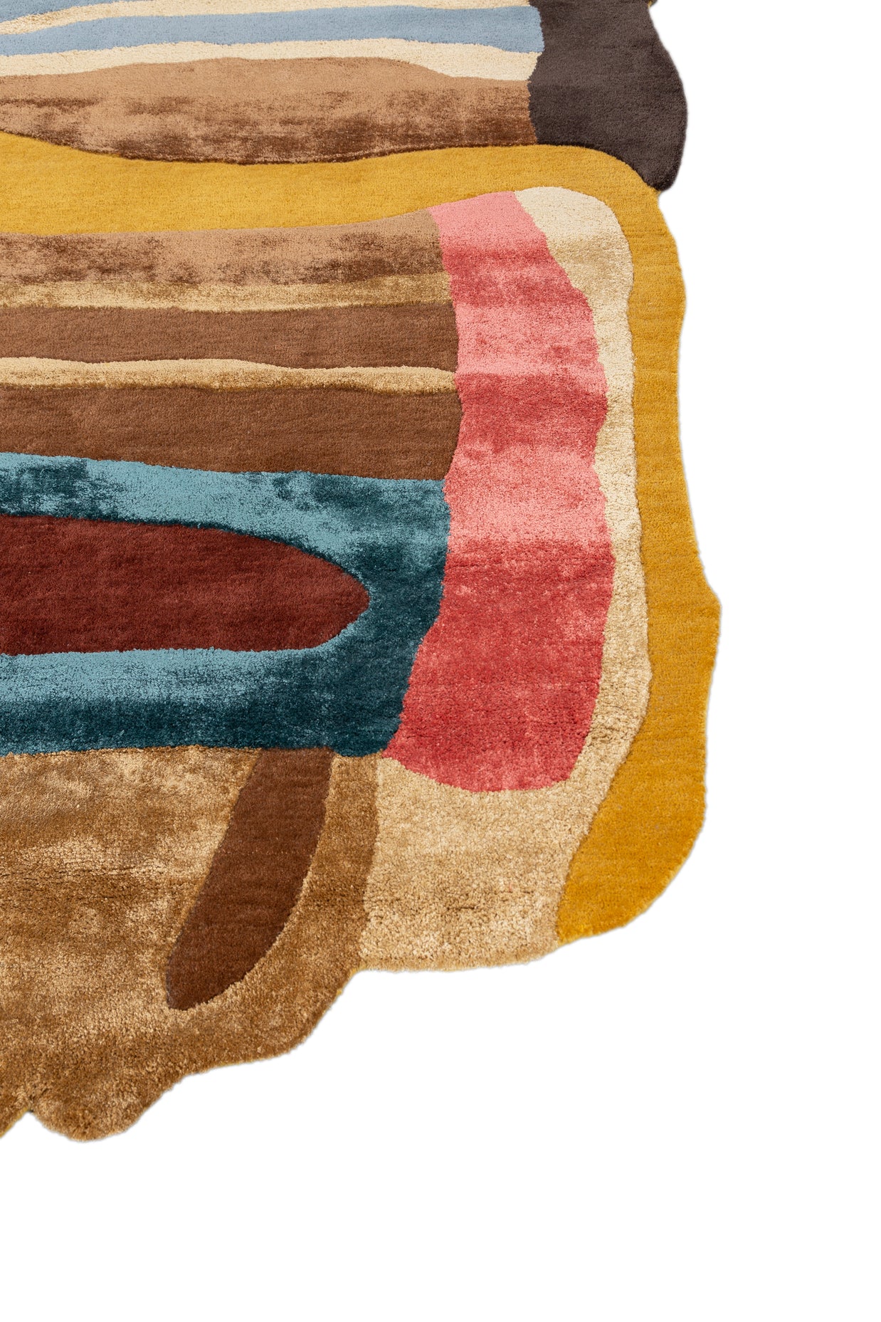 Carpet For Living room 5x9 Feet Gold Wool and Viscose Irregular Abstract Rug