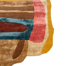 Carpet For Living room 5x9 Feet Gold Wool and Viscose Irregular Abstract Rug