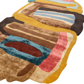 Carpet For Living room 5x9 Feet Gold Wool and Viscose Irregular Abstract Rug