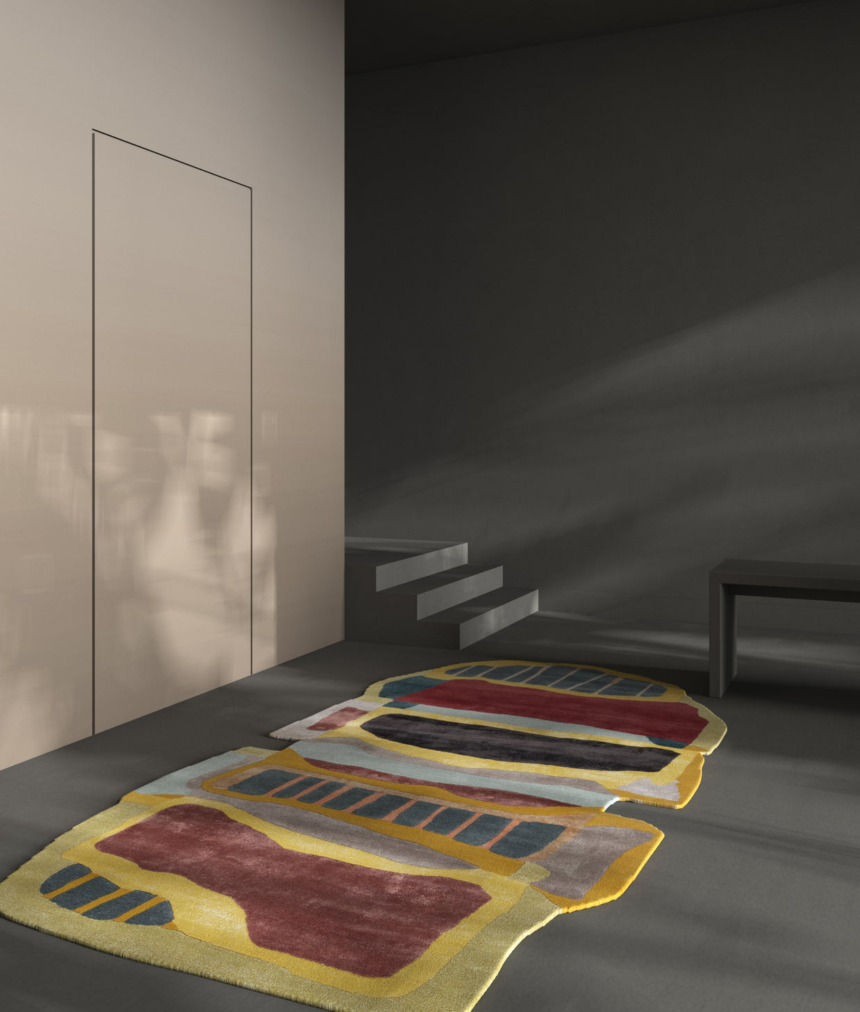 Carpet For Living room 5x9 Feet Red and Orange Wool and Viscose Irregular Abstract Rug