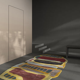 Carpet For Living room 5x9 Feet Red and Orange Wool and Viscose Irregular Abstract Rug